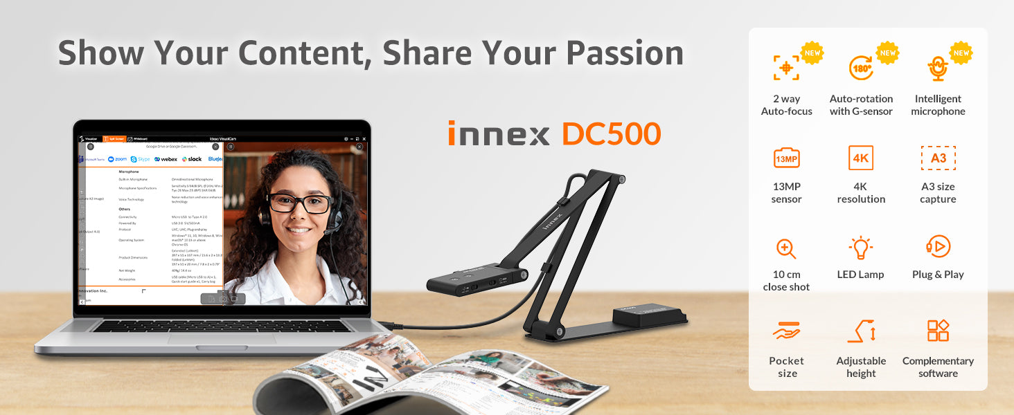 Innex DC500 Foldable Document Camera – Innex | Fun Technology